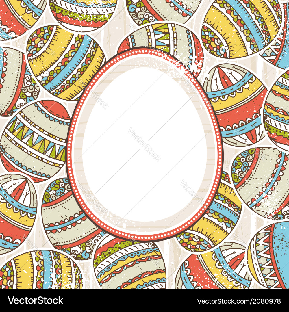 Background with easter eggs and label for text Vector Image