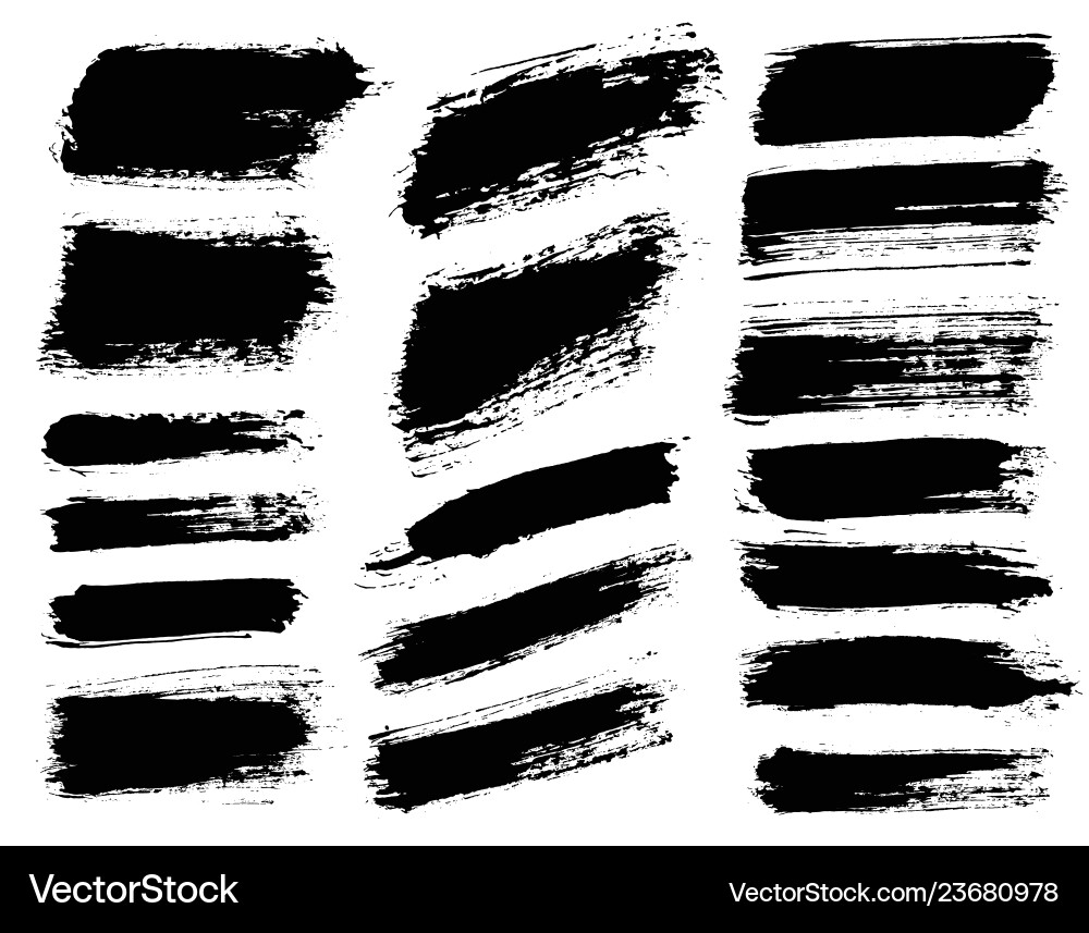 Brush strokes set painted isolated objects vector image