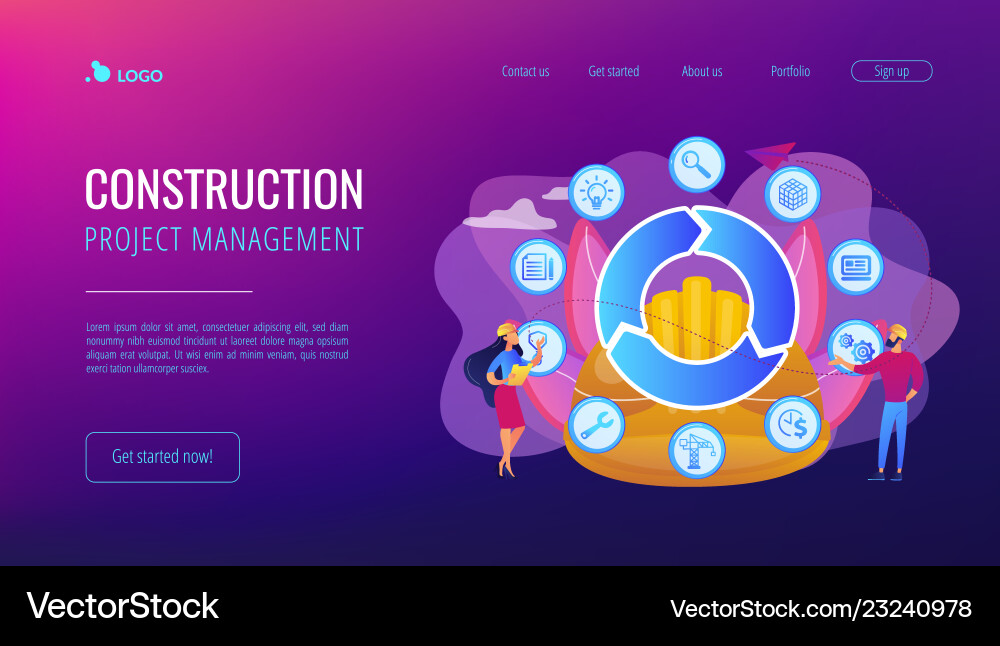 Building information modeling concept landing page Building information modeling concept landing page vector image