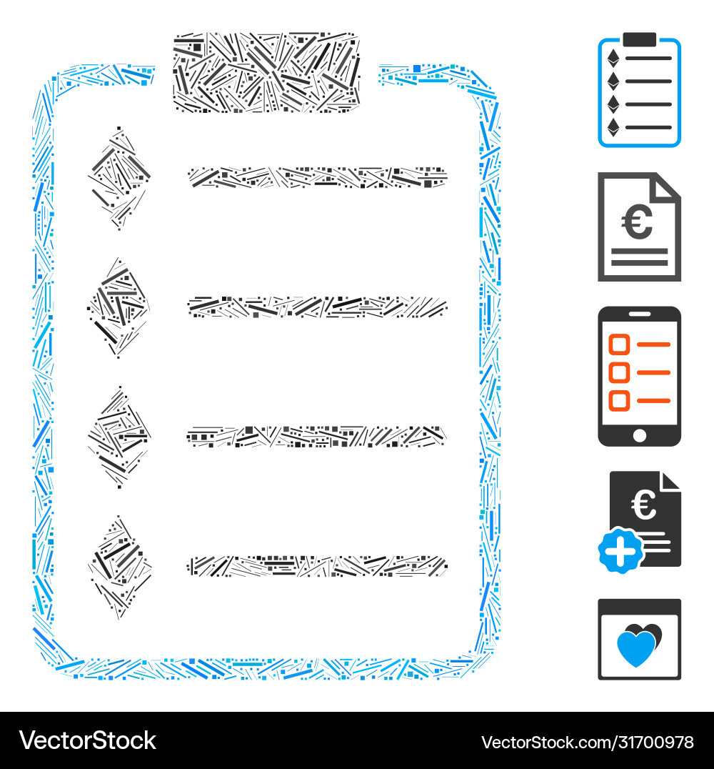 Dash mosaic ethereum list pad icon Dash mosaic ethereum list pad icon vector image