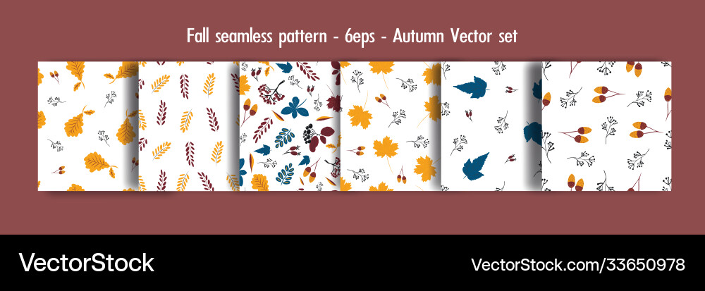 Fall seamless pattern set autumn collection vector image