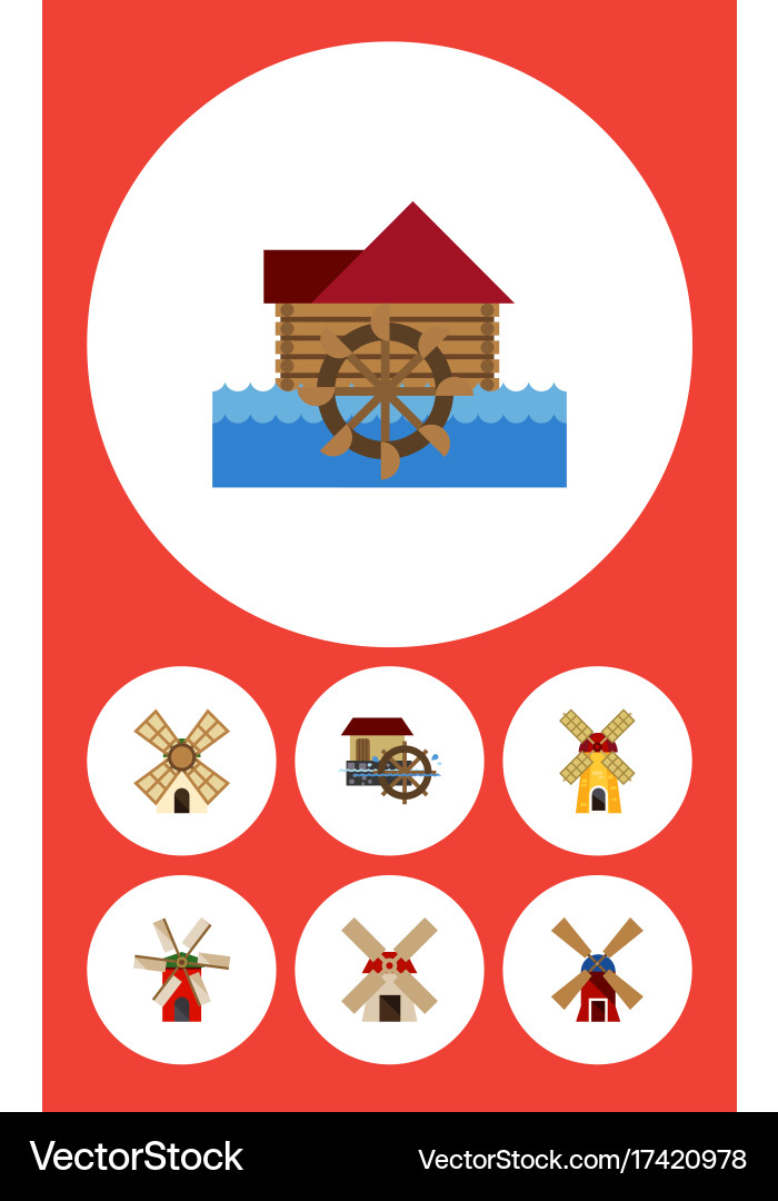 Flat icon alternative set of windmill propeller Vector Image