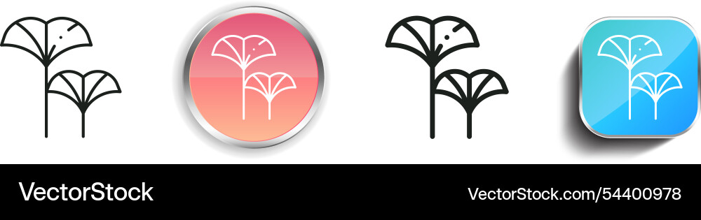 Ginko icon thin linear regular and button style Ginko icon thin linear regular and button style vector image