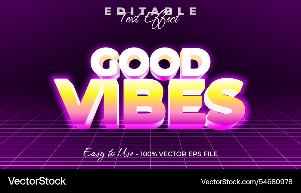 Good vibes editable text style effect Vector Image