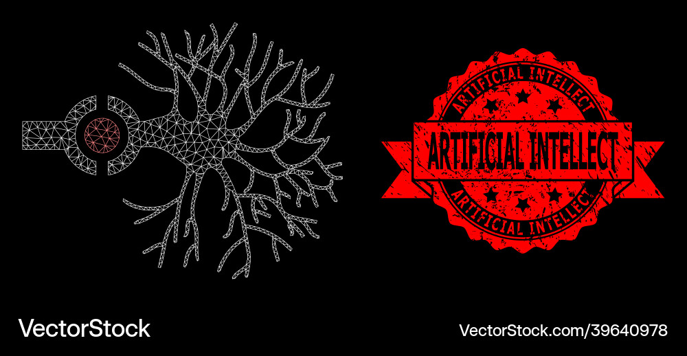 Grunge artificial intellect seal and web network Grunge artificial intellect seal and web network vector image