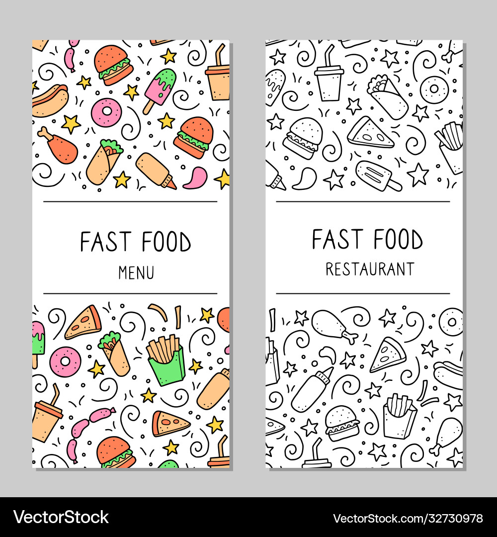 Hand Drawn Fast Food Menu Royalty Free Vector Image