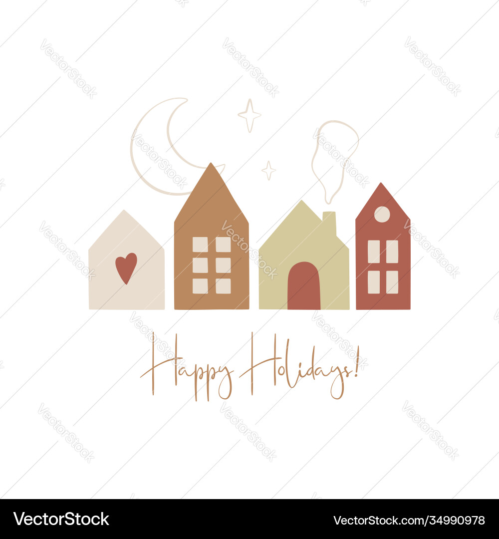 Happy hollidays Grußkarte im skandinavischen Happy hollidays Grußkarte im skandinavischen vektorbild