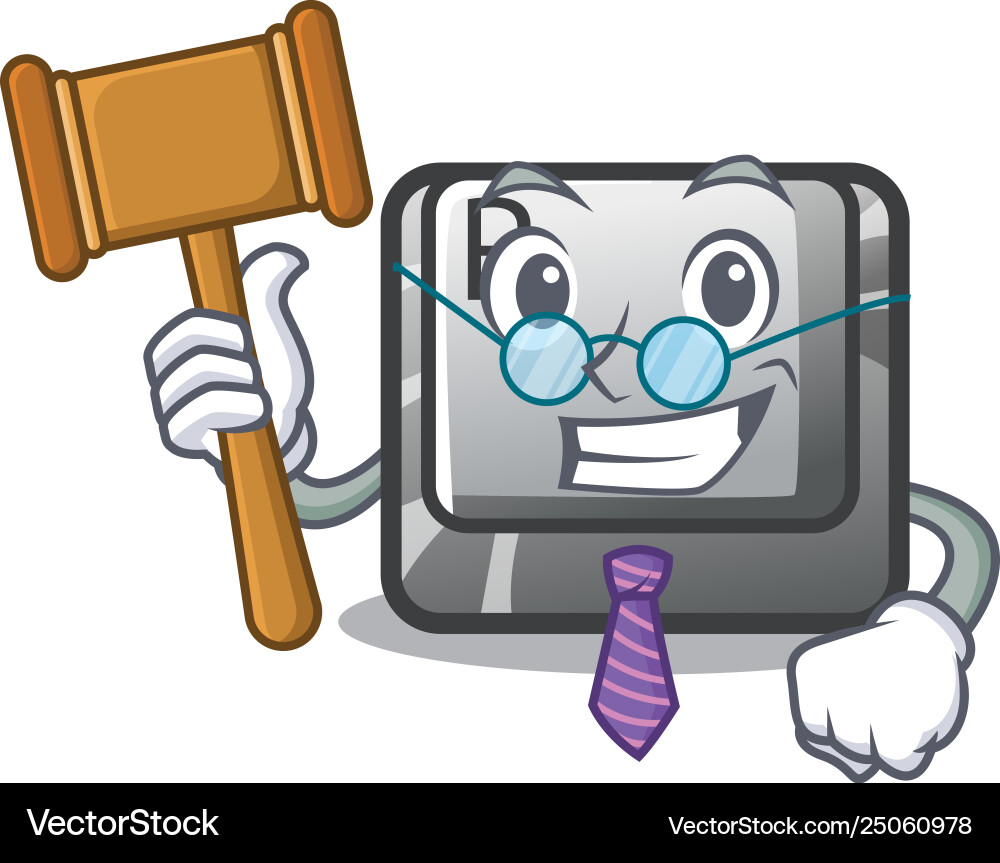 Judge r button in cartoon game vector image