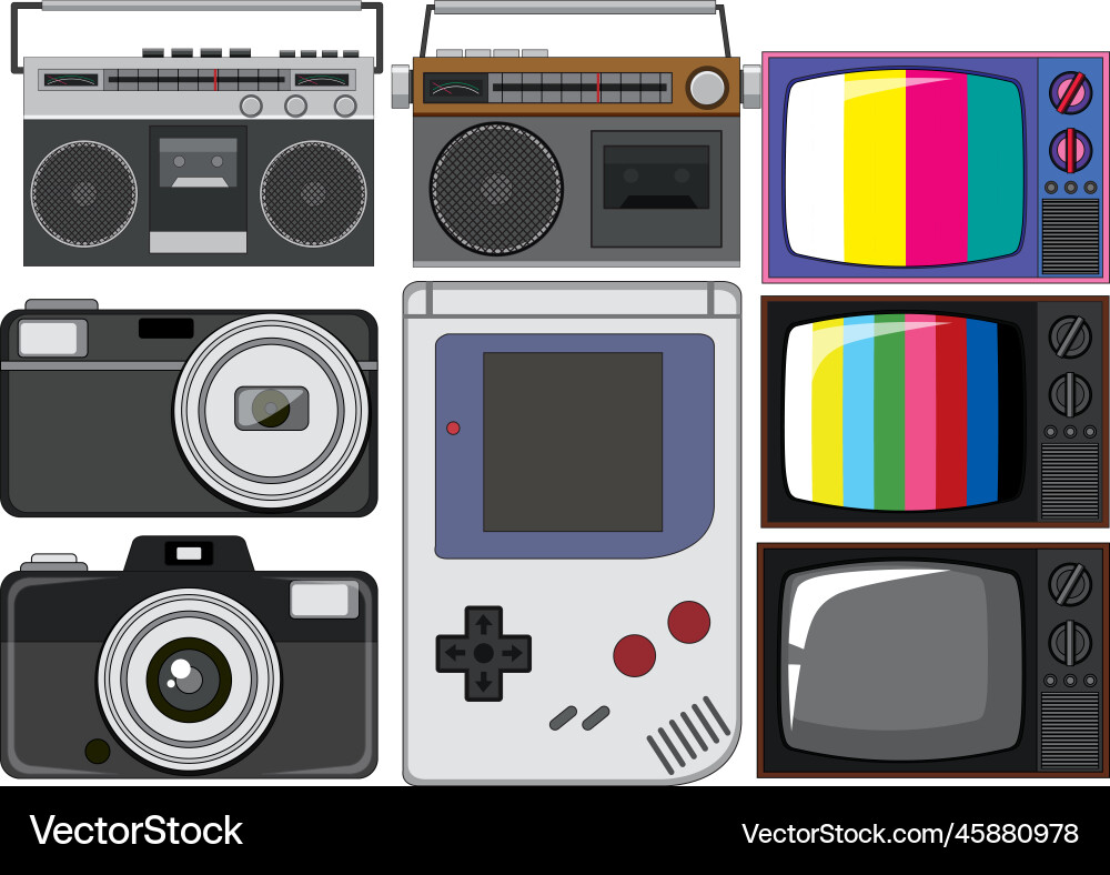 Retro objects and electronic devices Retro objects and electronic devices vector image