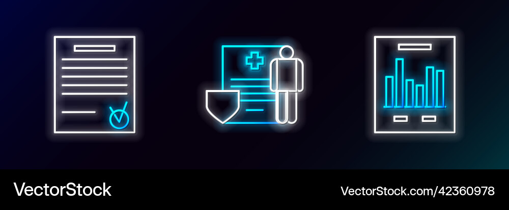 Set line document with graph chart confirmed Set line document with graph chart confirmed vector image