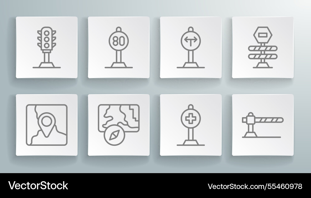 Set line folded map with location marker speed Set line folded map with location marker speed Vector Image