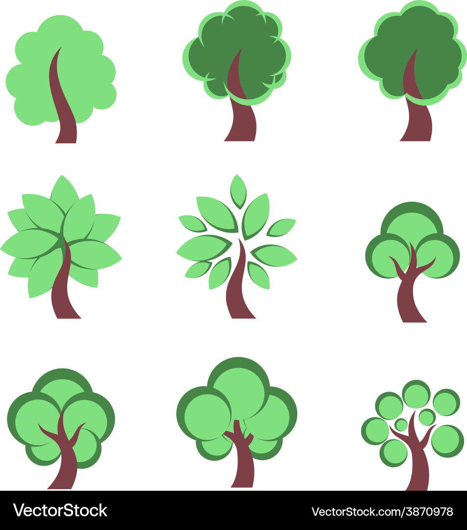 Set of abstract trees Vector Image