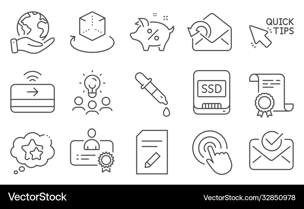 Set technology icons such as click ssd Set technology icons such as click ssd vector image