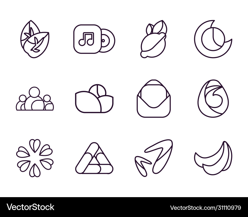 Abstract shapes line style icon set design vector image