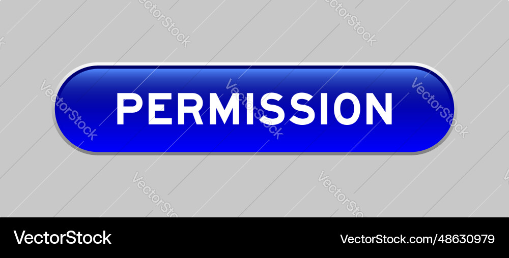 Blue color capsule shape button with word vector image