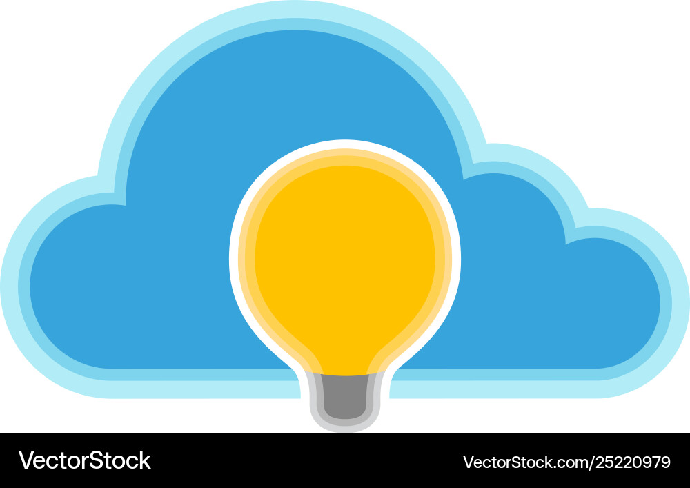 Cloud computing icon with a lightbulb symbol vector image