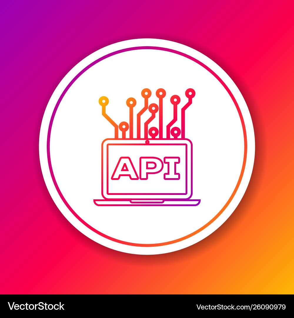 Color computer api interface line icon isolated Color computer api interface line icon isolated vector image