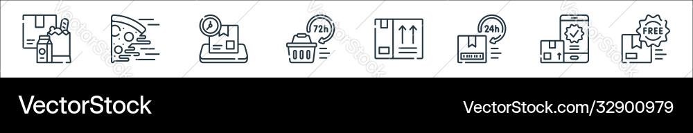 Delivery line icons linear set quality Vector Image
