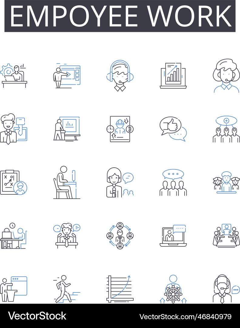 Empoyee work line icons collection architecture Empoyee work line icons collection architecture vector image