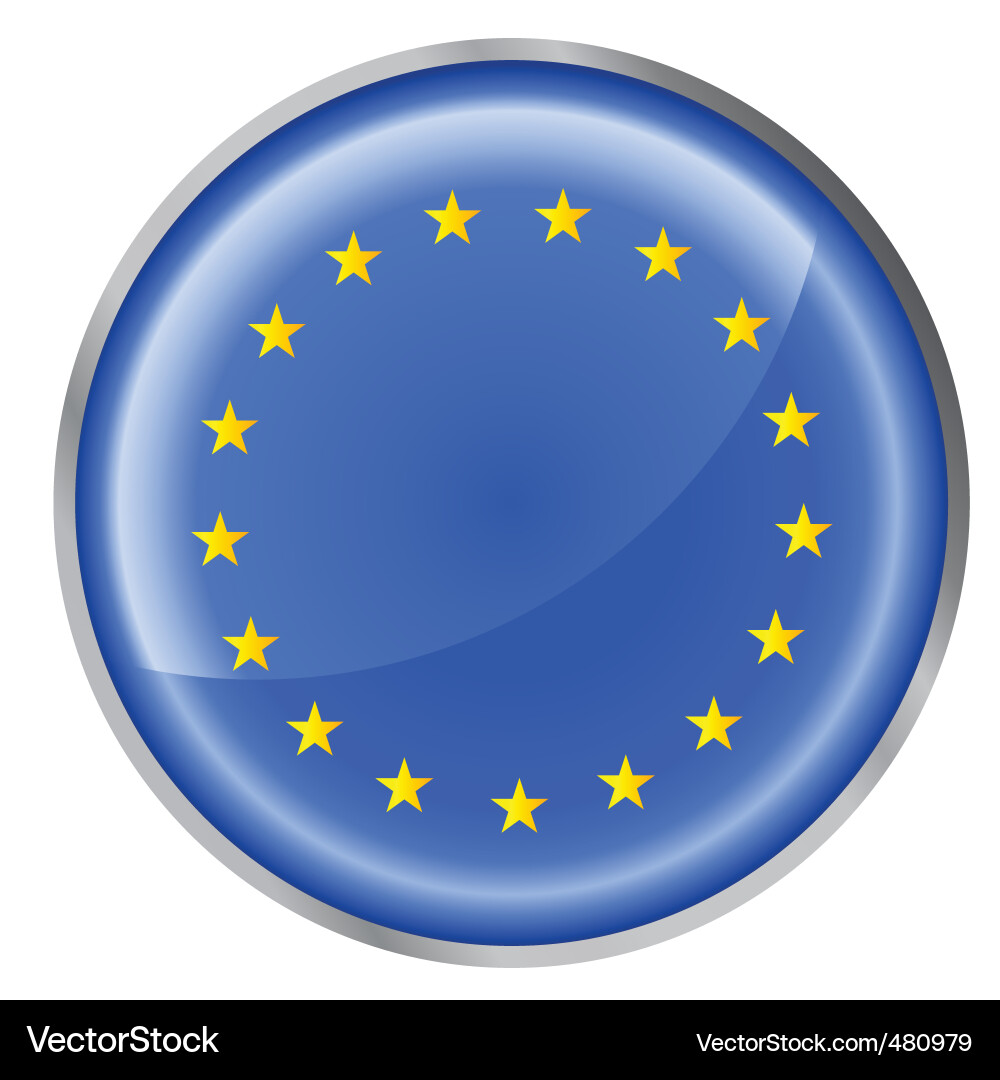 Eu flag button Vector Image