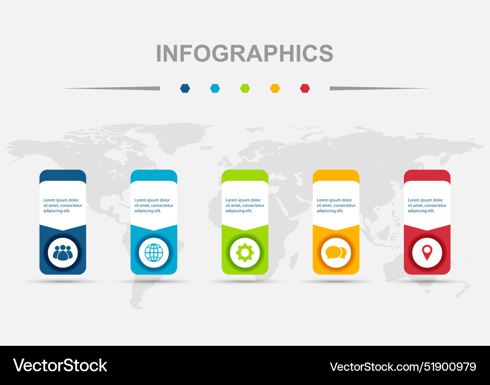 Infographic design template with 5 rounded Infographic design template with 5 rounded Vector Image