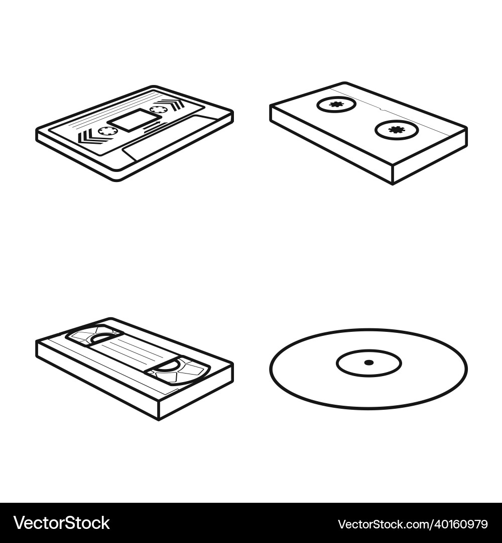 Isolated object of player and device symbol set Isolated object of player and device symbol set vector image