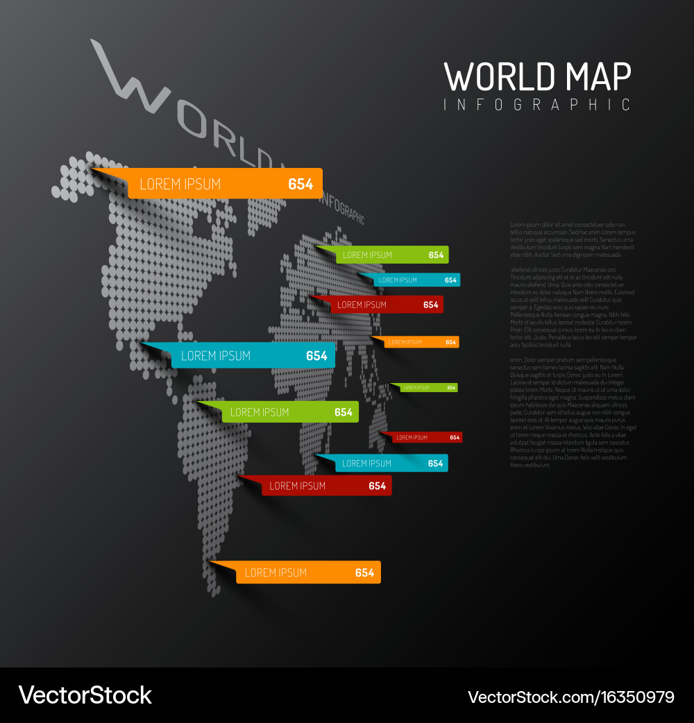Light world map with droplets pointer marks vector image