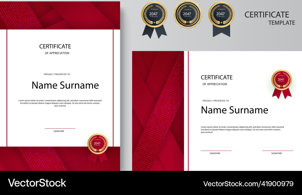 Minimalism geometric red certificate design Vector Image