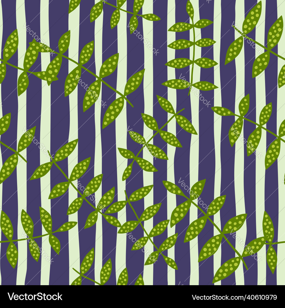 Natural branch seamless pattern on stripe Vector Image