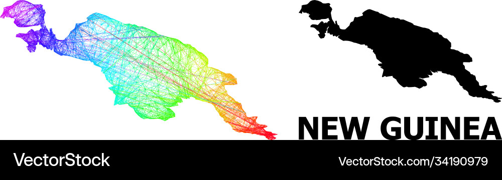 Net map new guinea island with spectrum Net map new guinea island with spectrum vector image