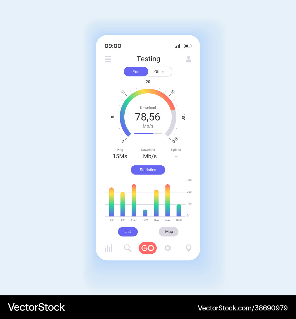 Network monitoring smartphone interface template Network monitoring smartphone interface template vector image