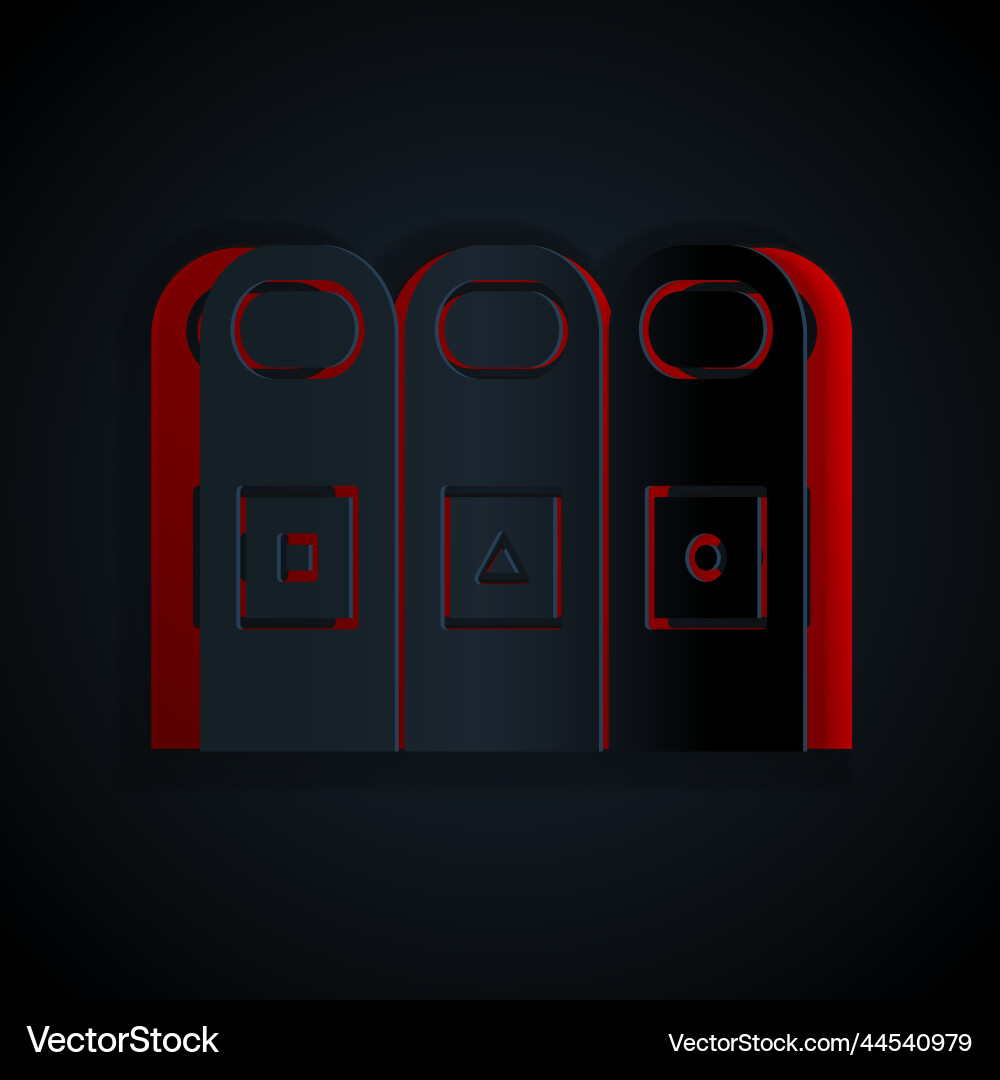 Paper cut trash in garbage cans with sorted Paper cut trash in garbage cans with sorted Vector Image
