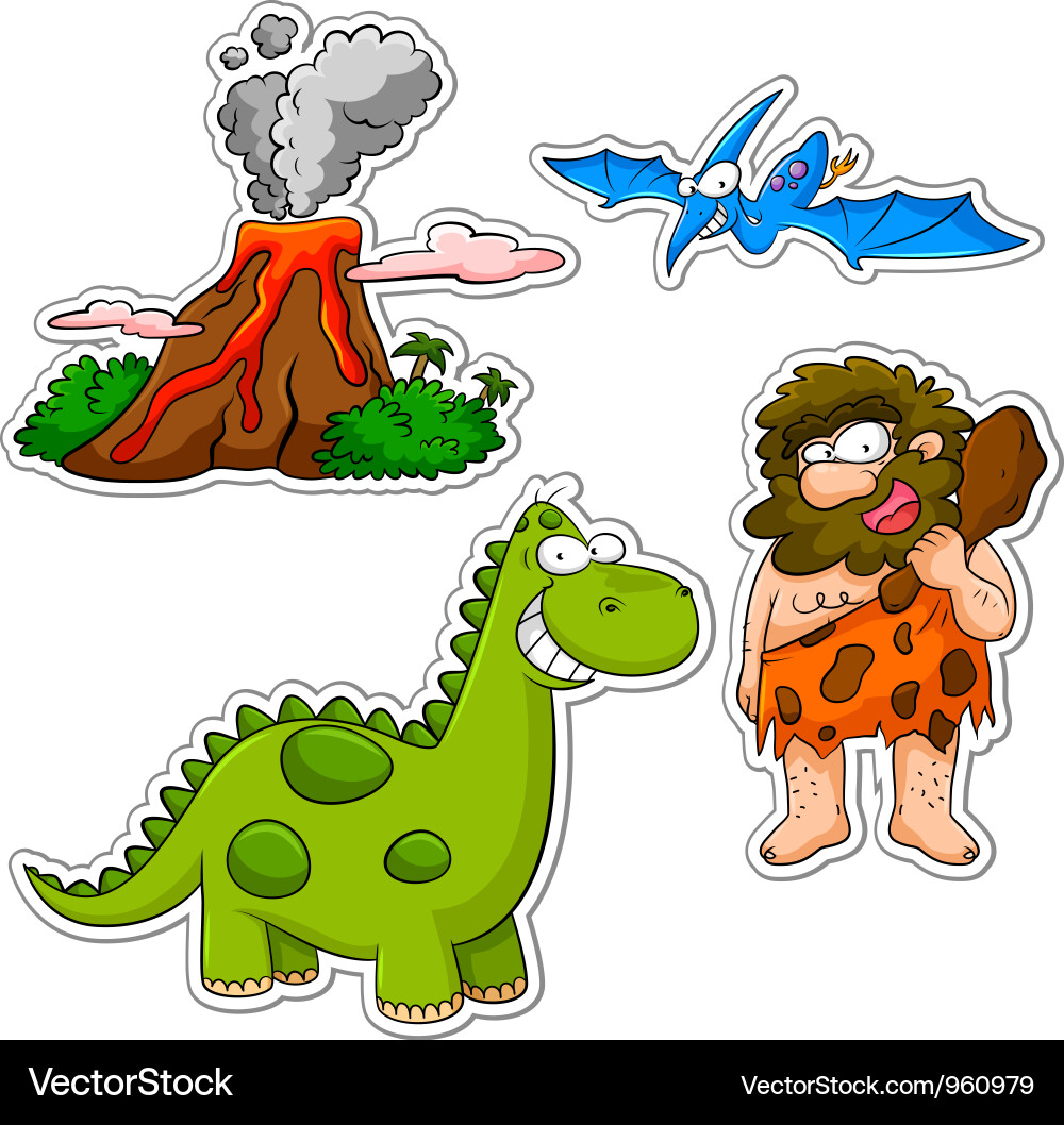 Prehistoric Cartoon Animals Vector Image