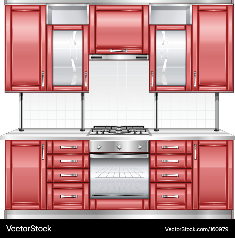 Red kitchen Royalty Free Vector Image - VectorStock