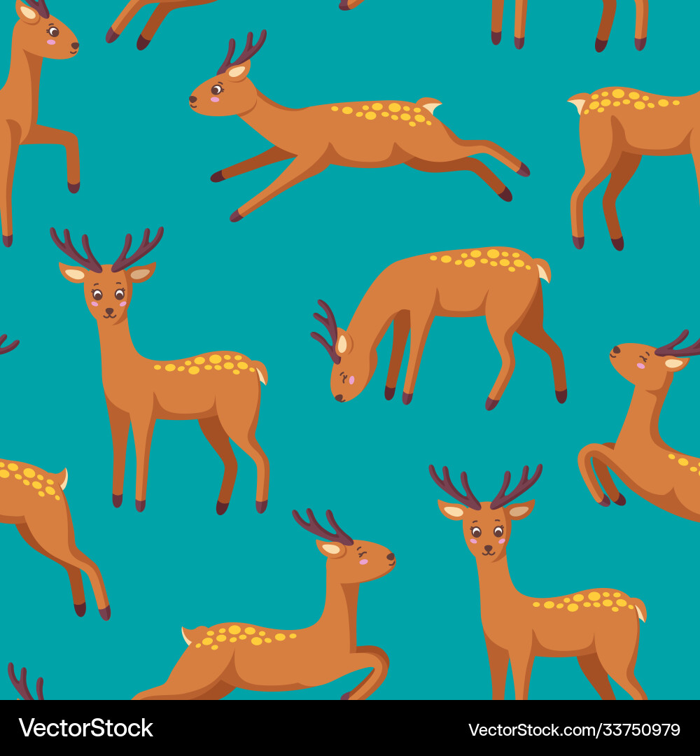 Reindeers in seamless pattern for various prints Reindeers in seamless pattern for various prints Vector Image