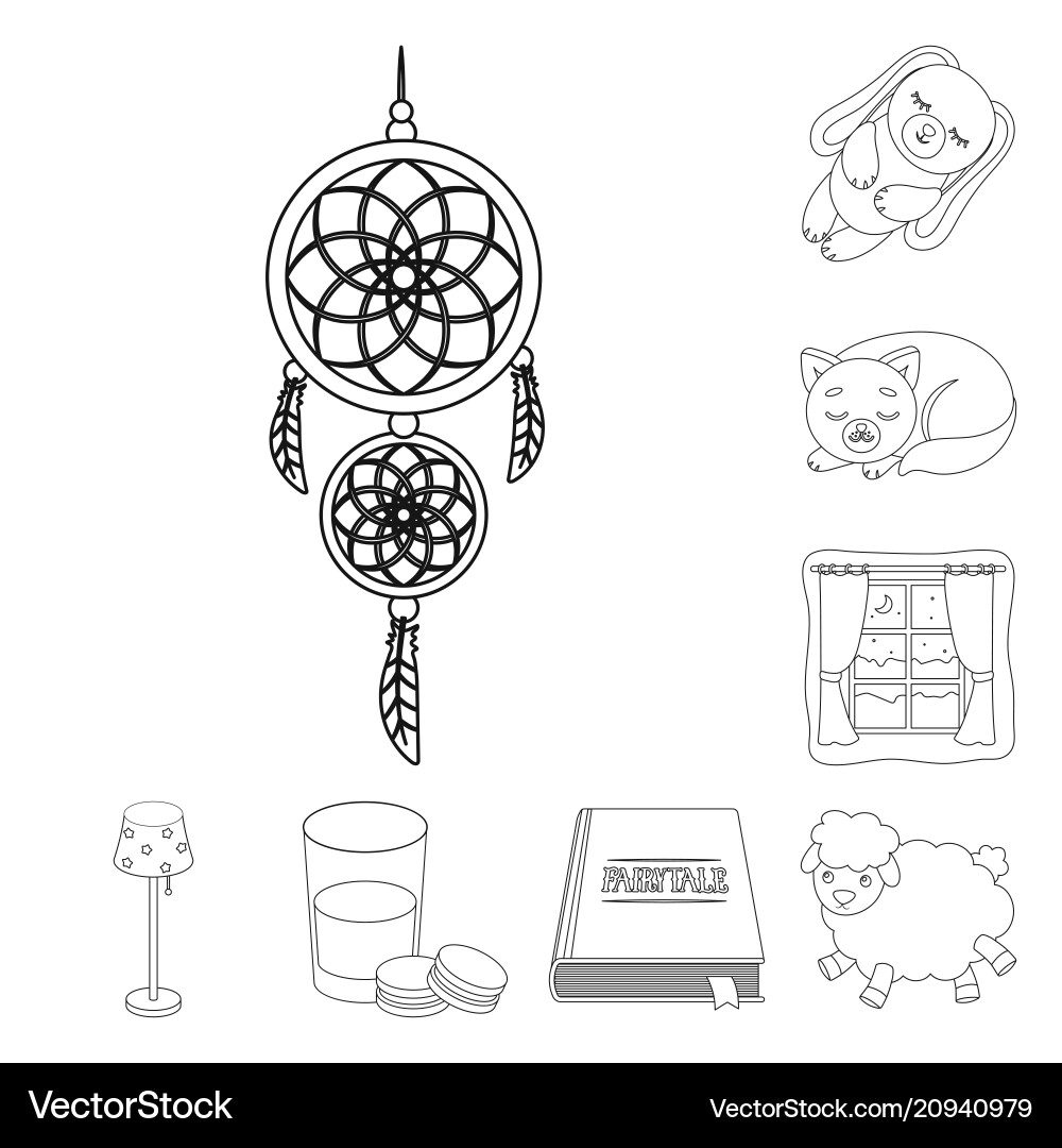 Rest and sleep outline icons in set collection Vector Image