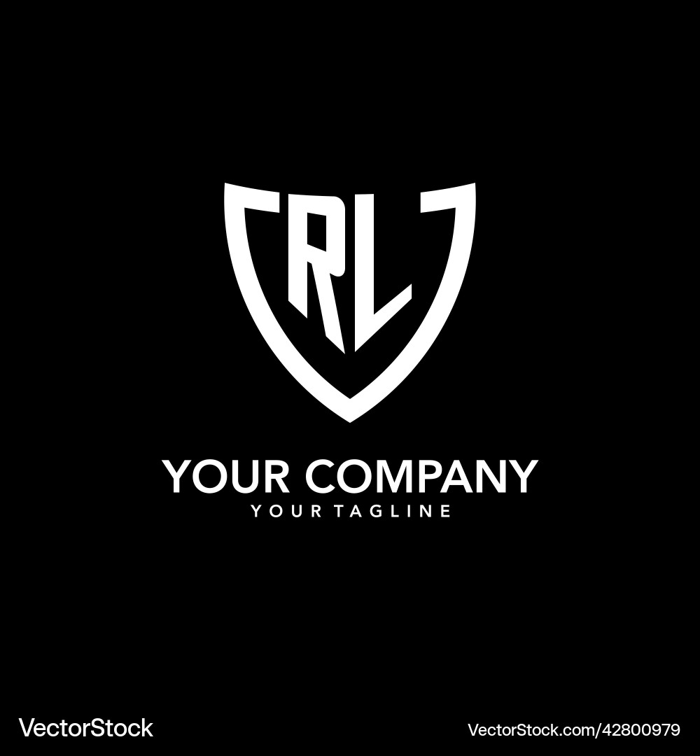 Rl monogram initial logo with clean modern shield Rl monogram initial logo with clean modern shield Vector Image