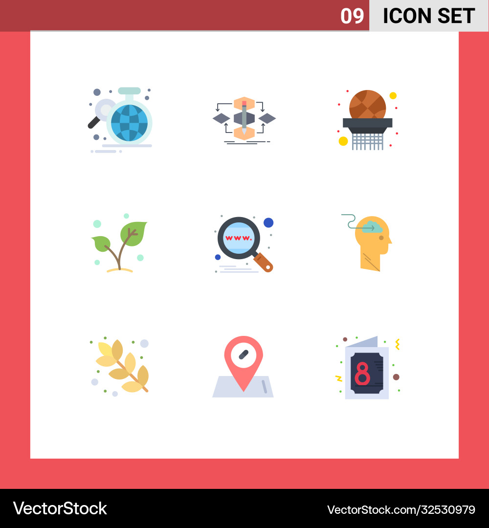 Set 9 flat colors on grid for tree spring vector image