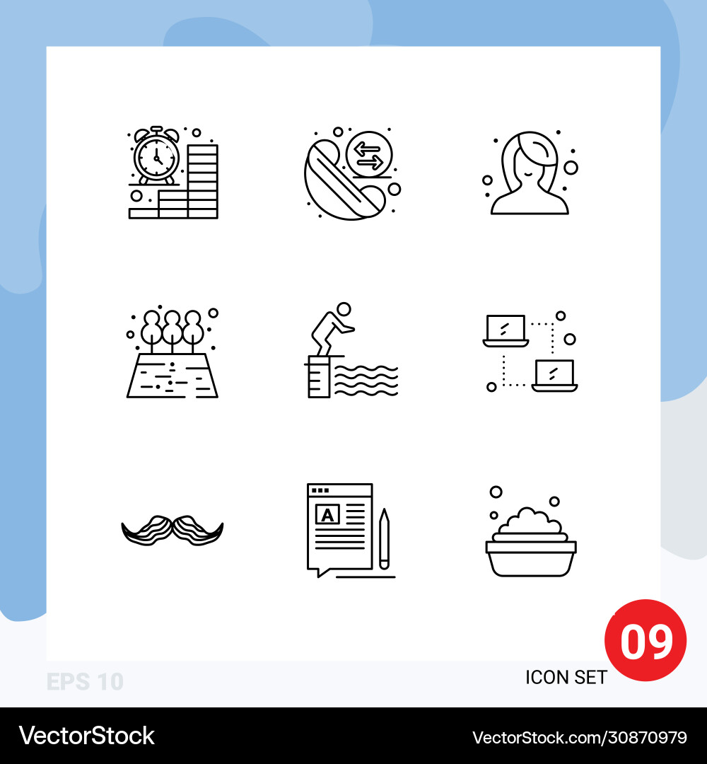 Set 9 outlines on grid for jump tree redial vector image