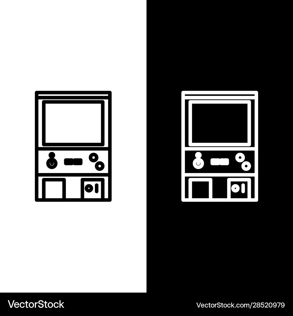 Set line retro arcade game machine icon isolated Set line retro arcade game machine icon isolated Vector Image