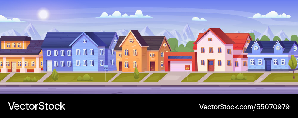 Suburban village street suburb district Suburban village street suburb district vector image