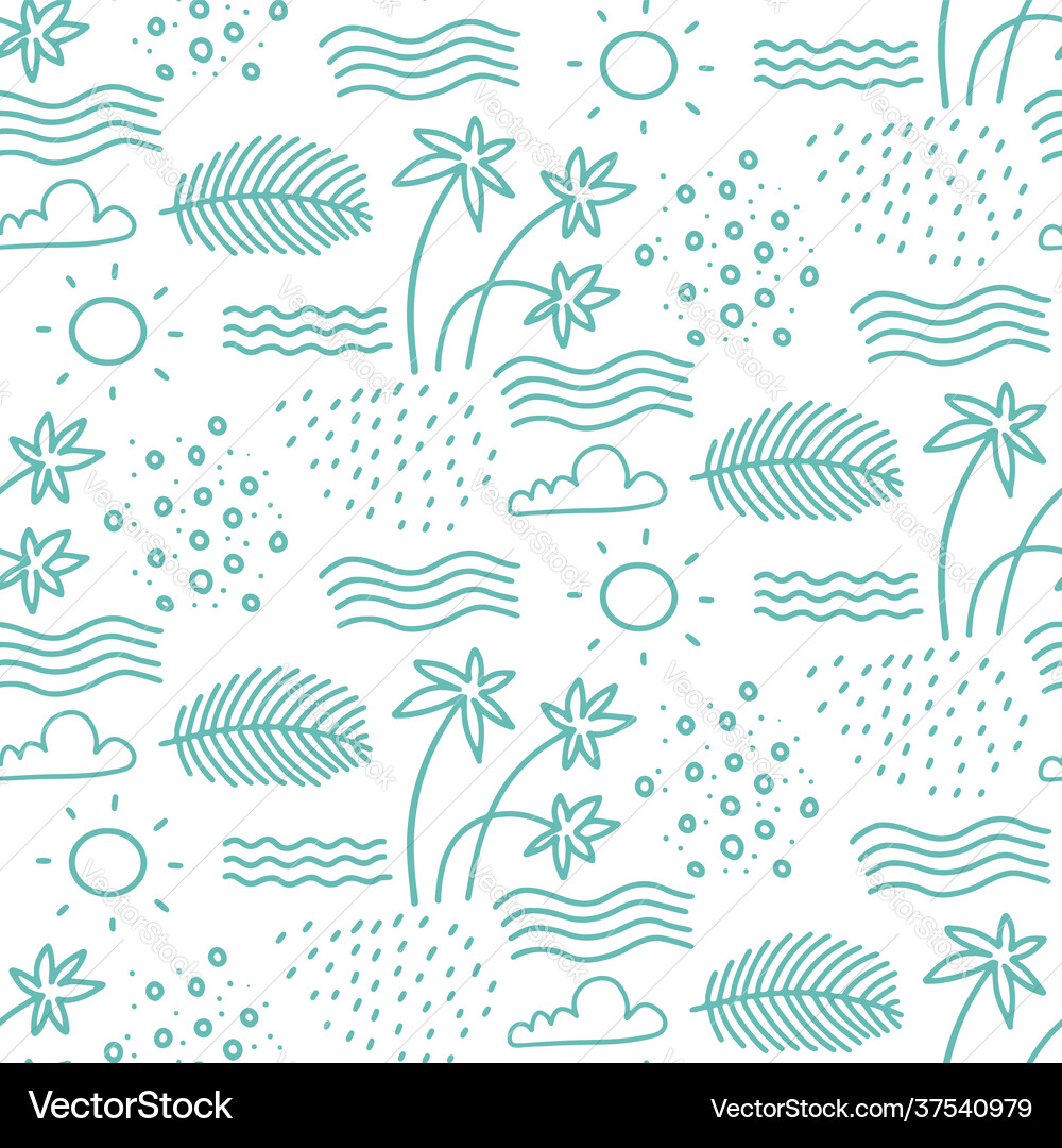 Tropical Summer Waves Pattern Vector Image