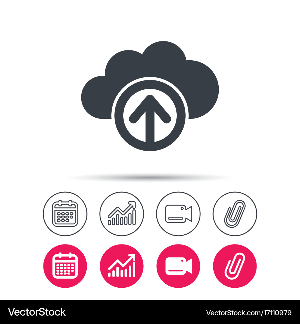 Upload from cloud icon data storage sign vector image