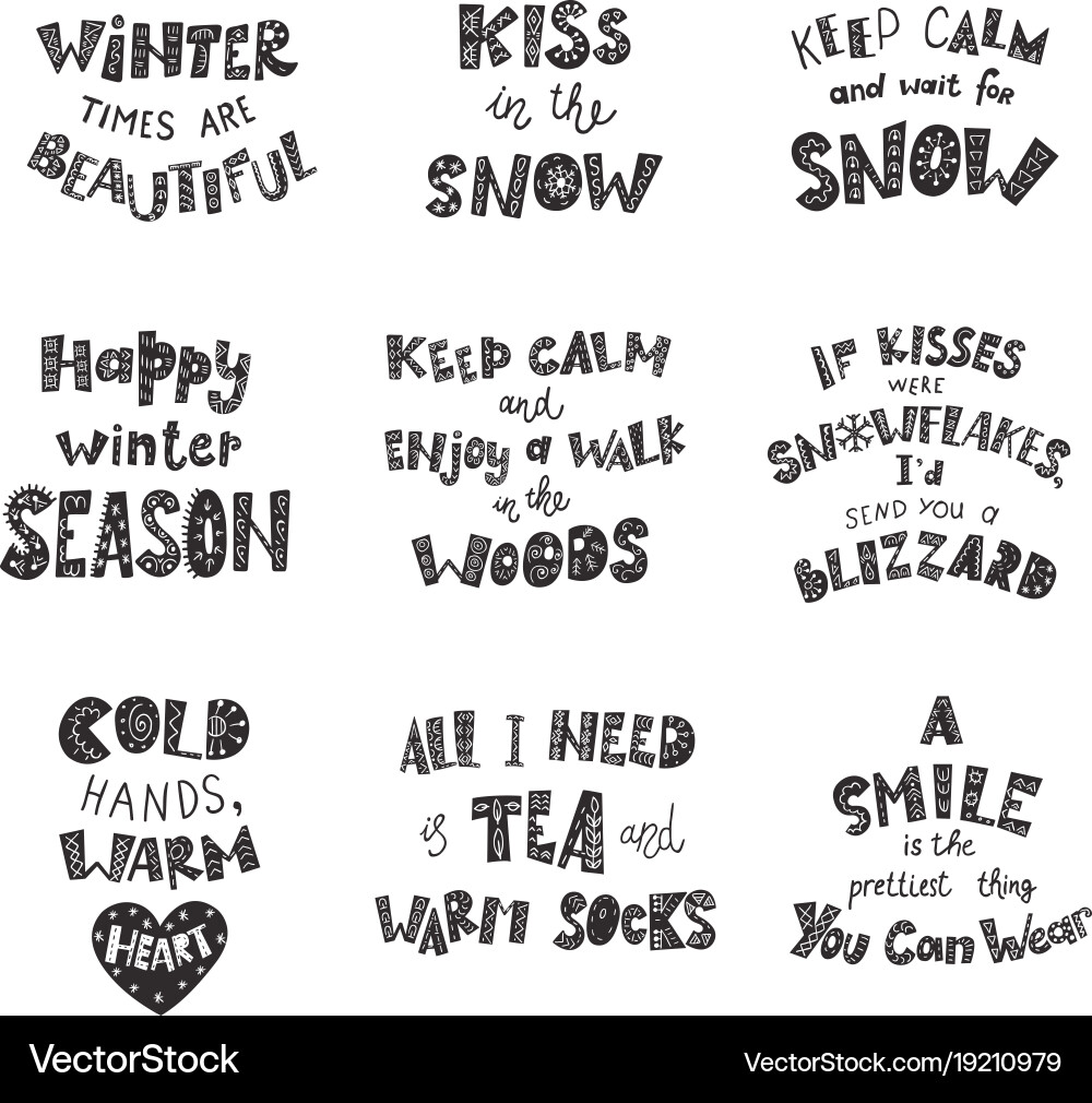 Winter Quotes & Phrases - Hand Lettered Vector Image
