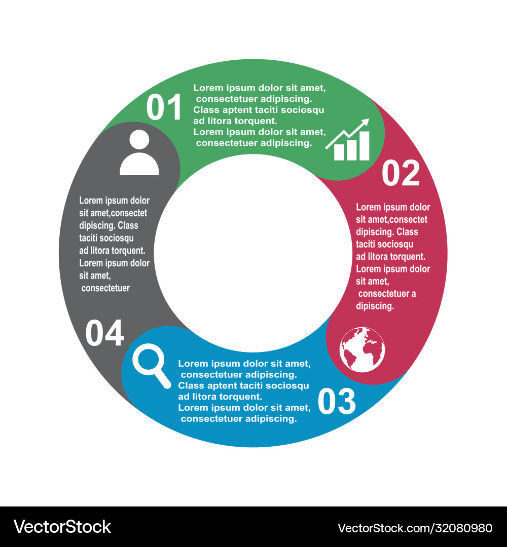 4 step element in four colors with labels 4 step element in four colors with labels vector image