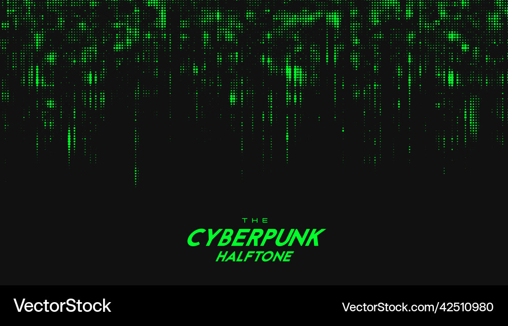 Abstract green cyberpunk halftone sound Vector Image