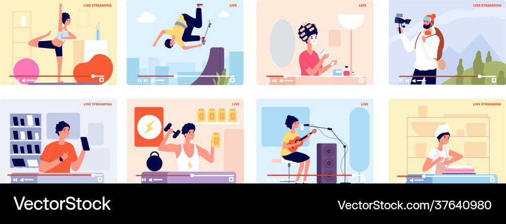 Blogger tutorials online video bloggers live Blogger tutorials online video bloggers live vector image