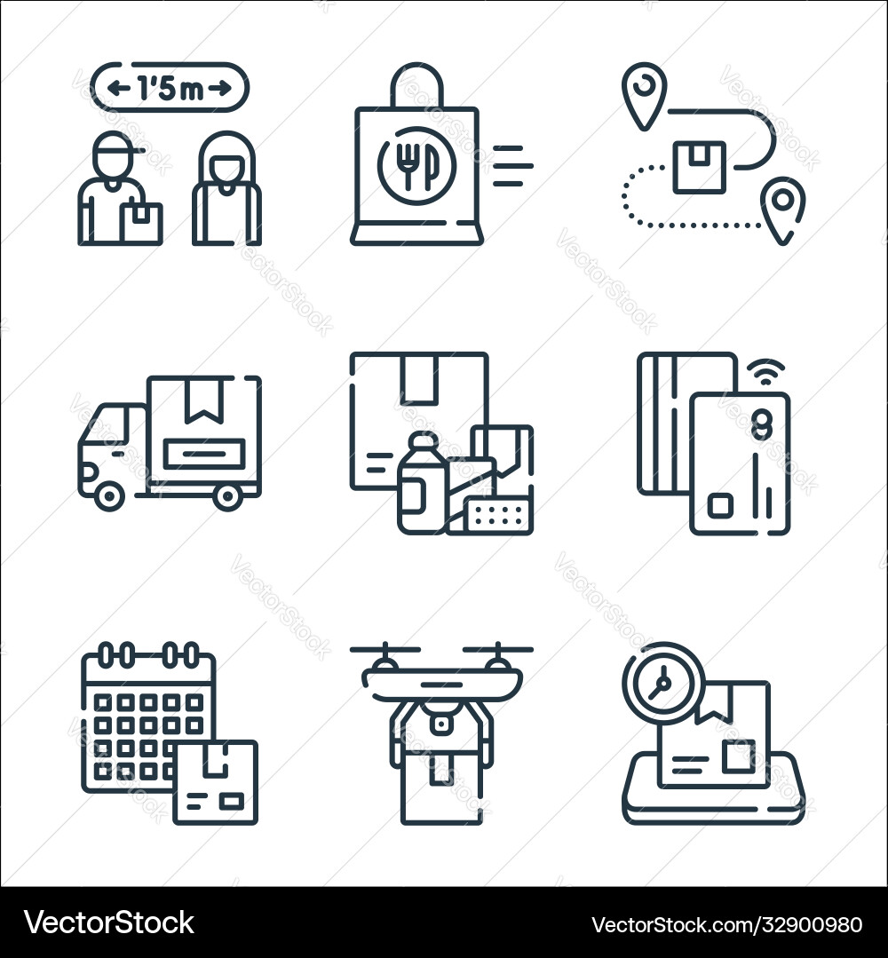 Delivery line icons linear set quality Vector Image