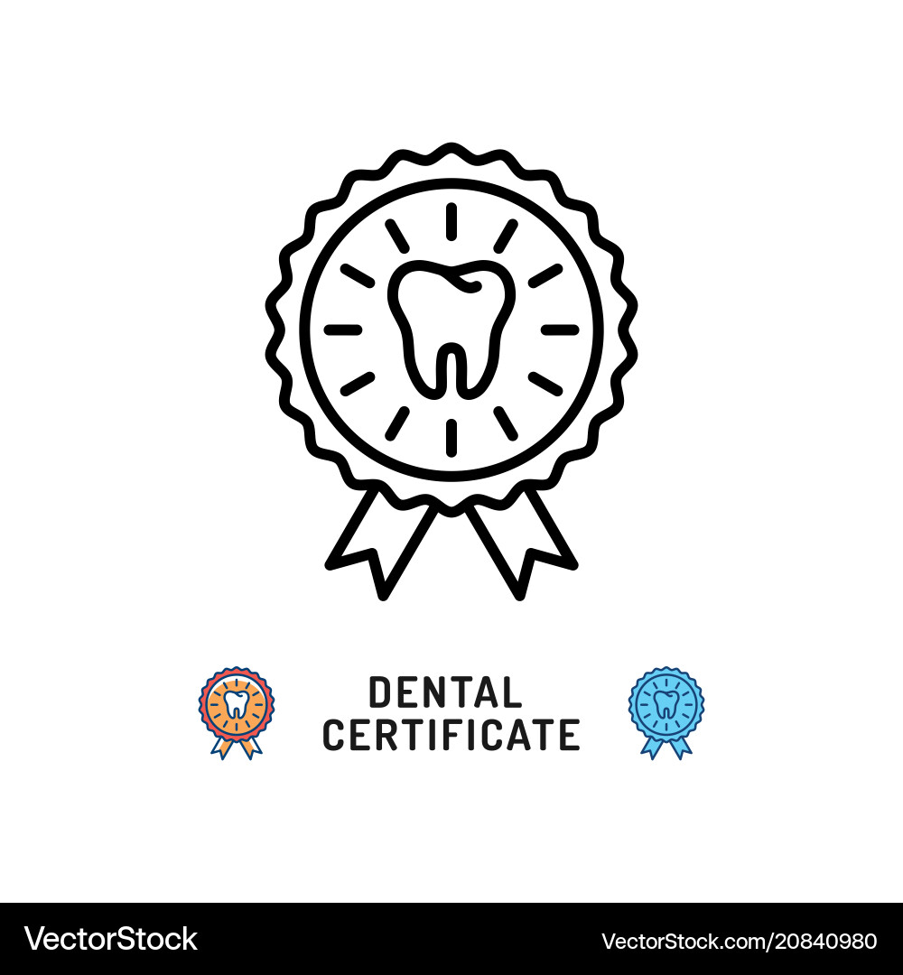 Dental certificate icon care award symbols Dental certificate icon care award symbols vector image