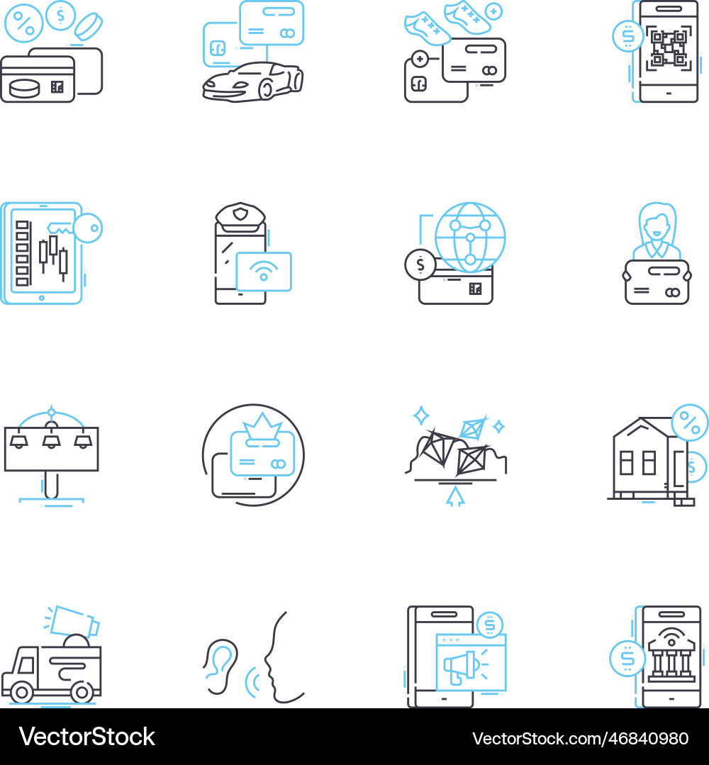 Digital wallet linear icons set secure Digital wallet linear icons set secure vector image